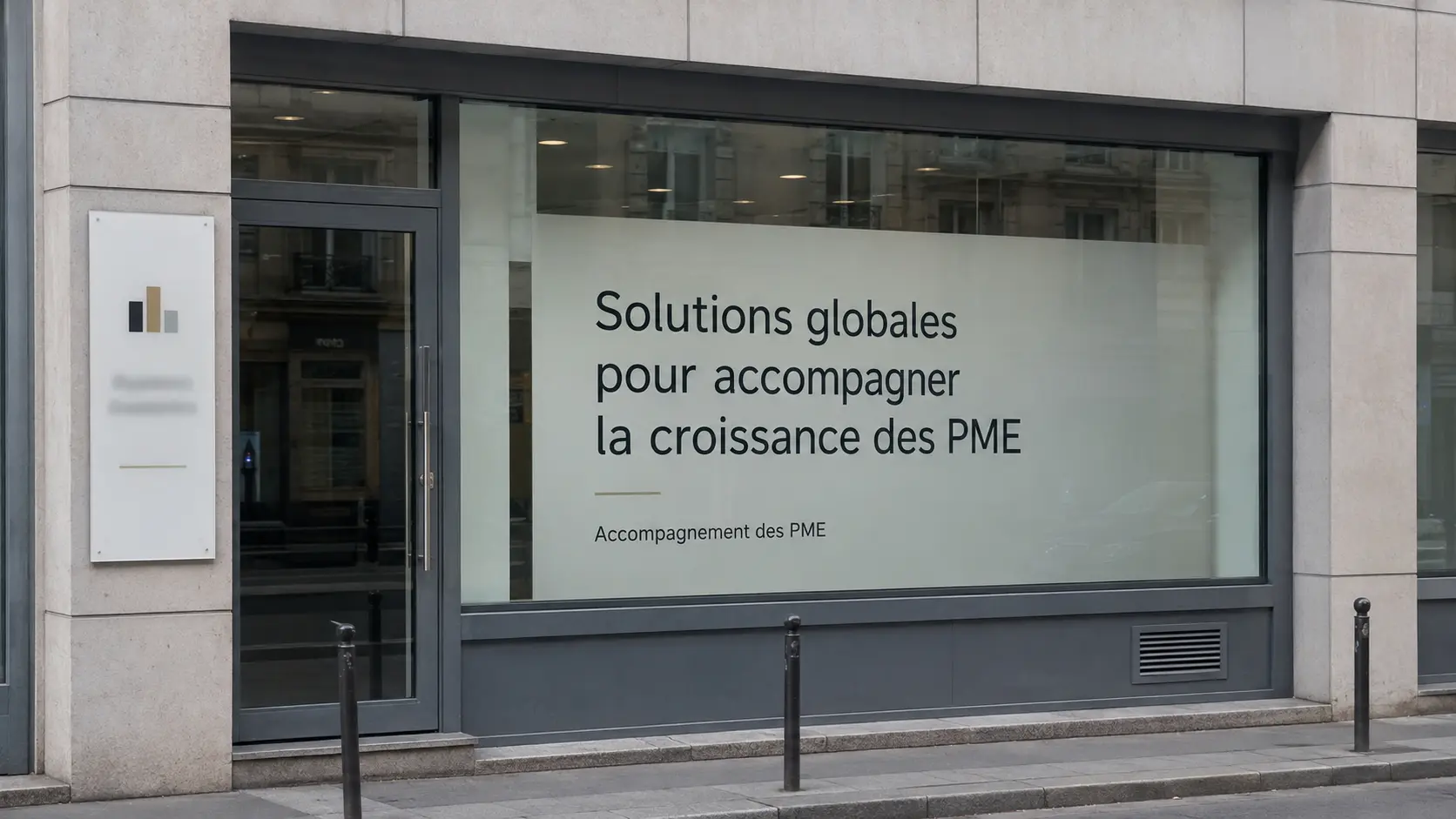 Façade moderne avec vitrines et signalétique